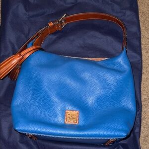Dooney & Bourke Vibrant Blue Hobo Bag with Tan Accents